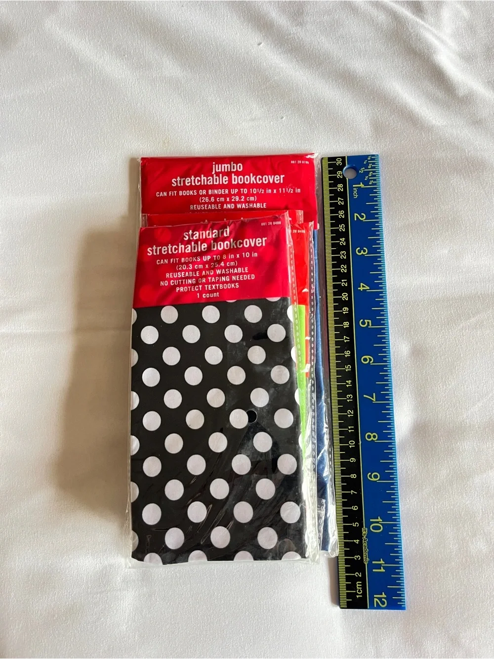 Target Stretchable Bookcover Lot (4) Jumbo & Standard Navy Pink Green Polka Dot
